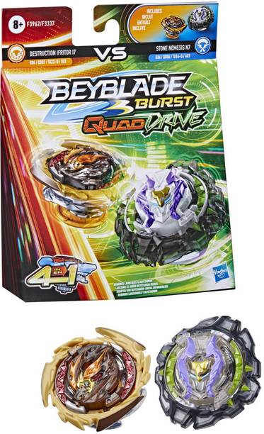 BEYBLADE Burst QuadDrive Destruction Ifritor I7 & Stone Nemesis N7 Spinning Top Dual Pack