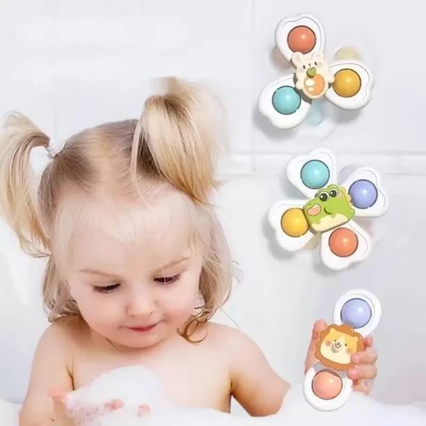 Super Toy 3 Pc Suction Fidget Spinner Bath Toy for Kids,Sensory Rattle,Birthday Gift
