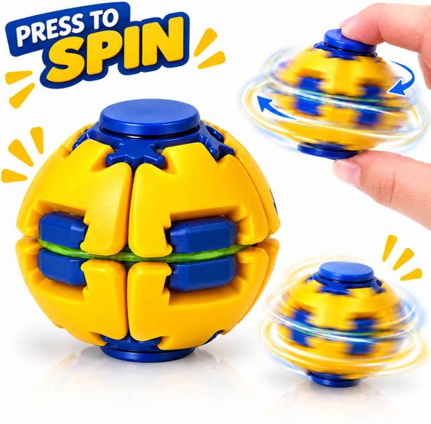 VROMLY Press Button Fidget Spinner Ball Toy with 360° Rotating Spin Action