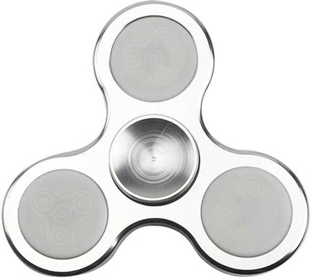 Shivsoft LED Light Mettalic Look Fidget Spinner Silver
