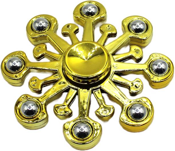 neoinsta shopping Medium size 8 sided metal fidget spinner toy for kids Yellow Color Design-8