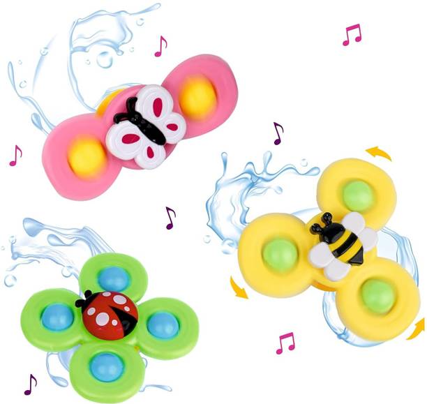 DEZICON ECOM 3 Pcs Suction Spinner Bath Toys for Kids Toy for Baby Stick to Car Window Table