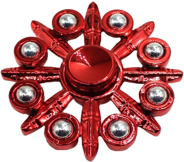 neoinsta shopping Medium size 8 sided metal fidget spinner toy for kids Red Color Design-4