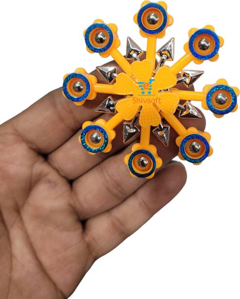 Shivsoft Plastic 8Arm Yellow Fidget Puzzle Ball Bearing Spinner