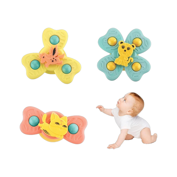 J K INTERNATIONAL 3pcs Suction Fidget Spinner Toy for Baby Bath, Water Toys For Toddlers & Kids
