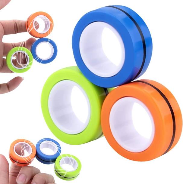 Goyal's Stress Relief Magnetic Fidget Spinner Rings Toy - Pack of 3