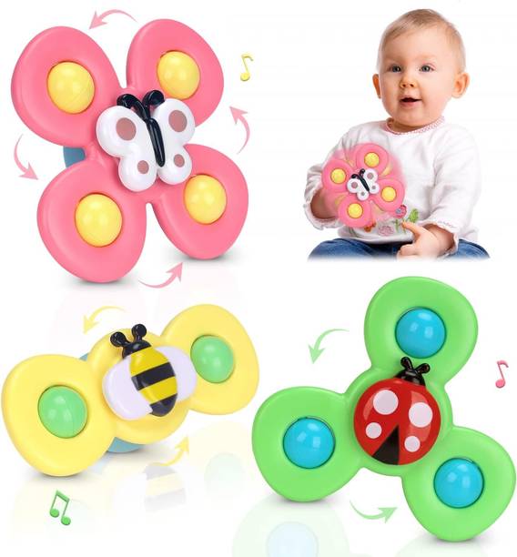 DARVICE 3 Pcs Suction Bath Spinner Toys for Kids Toy for Baby Stick to Car Window Table