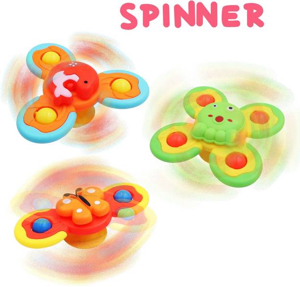 Kidzoy 3pc Cute Colorful Suction Fidget Spinner Toy for Baby Bath, Water Toys For Kids