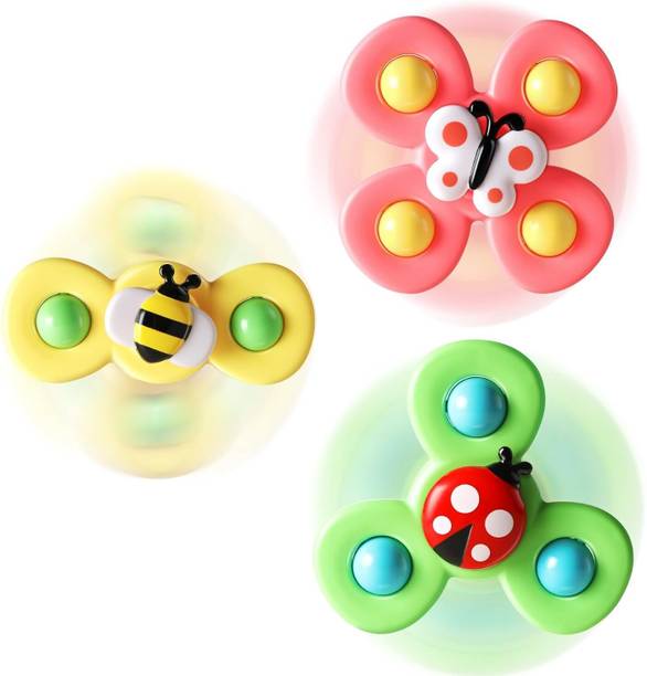 A2M2 SHOP 3 Pcs Silicone Suction Cup Rotating Wind Spinner Bath Toys for Kids