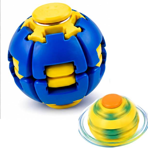 HOME DOT Press to Spin Fidget Ball, 360° Rotating Spinner, Sensory Stress Relief Toy