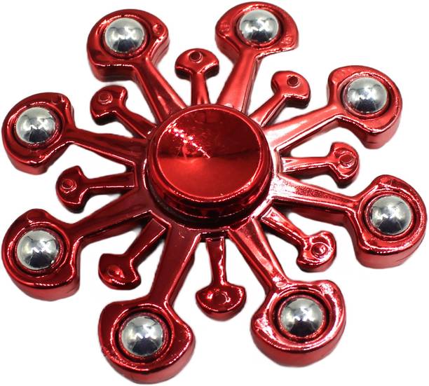 neoinsta shopping Medium size 8 sided metal fidget spinner toy for kids Red Color Design-2