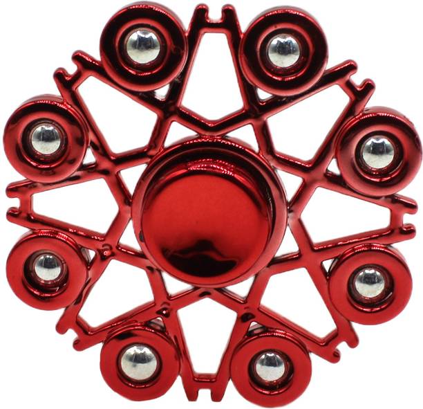 neoinsta shopping Medium size 8 sided metal fidget spinner toy for kids Red Color Design-8