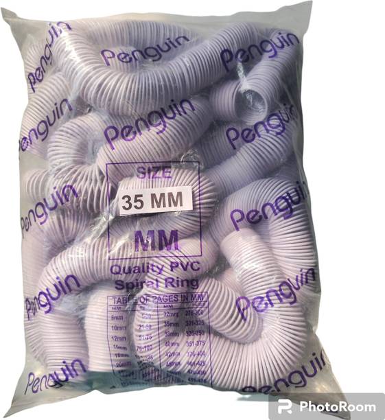 greencom 35 MM Spiral Binding White Heavy Quality Plastic Spiral Ring/Coil/Loop White Manual Ring Binder