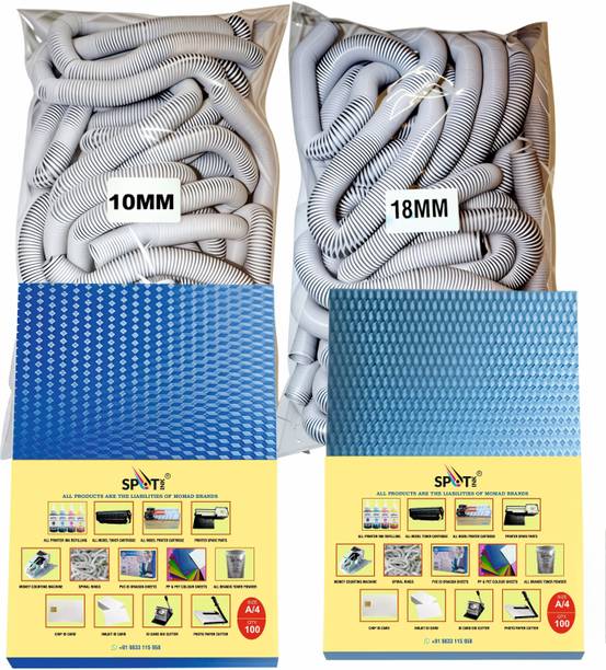 spotink Deal of Bulk Spiral Binding Sheet Blue+Transparent, & 10+18 mm Spiral ring white Manual Ring Binder