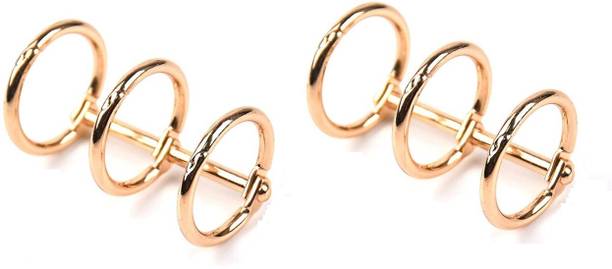 DEZIINE 2 Pcs Gold Book Rings, 3 Holes Metal Loose Leaf Binder Rings Manual Ring Binder