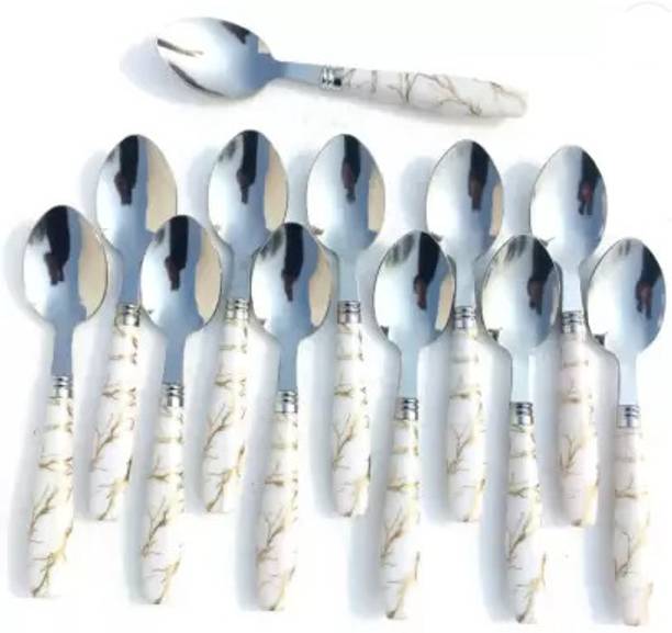 Mohit Steel Spoon Set for Dining table Stylish White Ce...