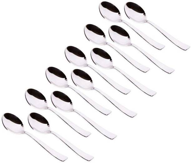 परागे 12 Piece Tea Spoon Set for Tea, Coffee, Sugar, Condiments & Spices, 14.5cm Long, स्टेनलेस स्टील टेबल स्पून, आइस-क्रीम स्पून, डेज़र्ट स्पून, टी स्पून, कॉफी स्पून, शुगर स्पून, आइस टी चम्मच सेट