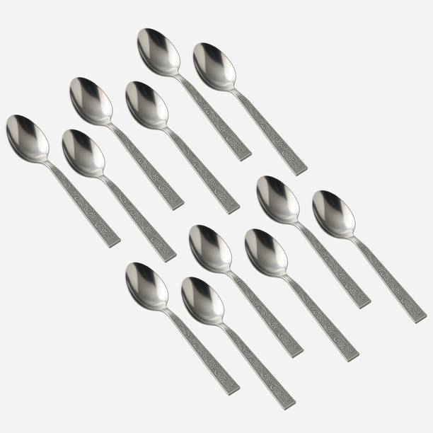 गलूफ 12 Piece spoon Set for Dining Table,Spoon set Steel,Stainless Steel Dinner Spoon स्टेनलेस स्टील टी स्पून, टेबल स्पून, डेज़र्ट स्पून, आइस-क्रीम स्पून, सर्विंग स्पून, सूप स्पून सेट