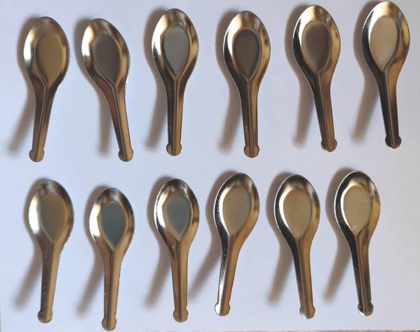 Filsfa 12PCS Stainless Steel Small Masala Spoon Disposable Steel Serving Spoon, Sugar Spoon, Table Spoon, Tea Spoon Set