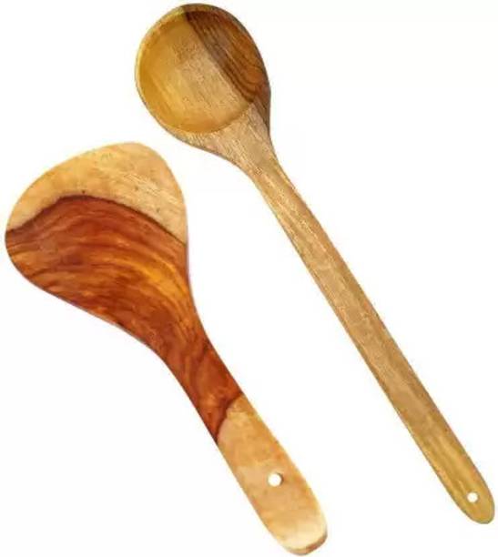 डेकोरासिया Wooden set of 2 spoons set वुडेन मापने का स्पून सेट