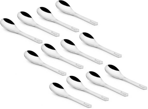 परागे 12 Pieces Stainless Steel Small Spoons for Container/ Spice Jars | Masala Spoons | Small Spoons for Spices | Length 9 cm | Silver स्टेनलेस स्टील मापने का स्पून, कॉफी स्पून सेट