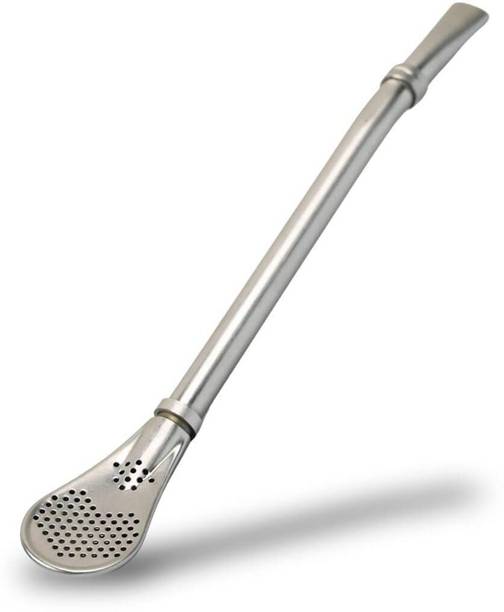 ZWEELAY 2 in 1 Drinking Straws with Filter Spoon, Stainless Steel Reusable Disposable Steel Coffee Spoon