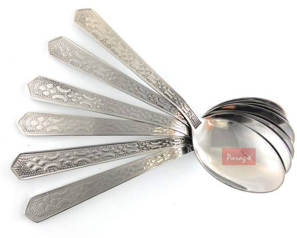 परागे Unique Stainless Steel Dinner/ Table Spoons, Length 15.5cm, Set of 12, Silver स्टेनलेस स्टील टेबल स्पून सेट