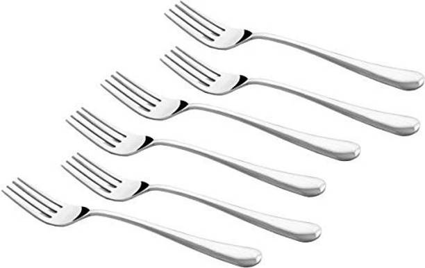 कोनवाय Mini 6 pics Fork spoon स्टेनलेस स्टील क्रीम स्पून, सलाद स्पून, शुगर स्पून सेट