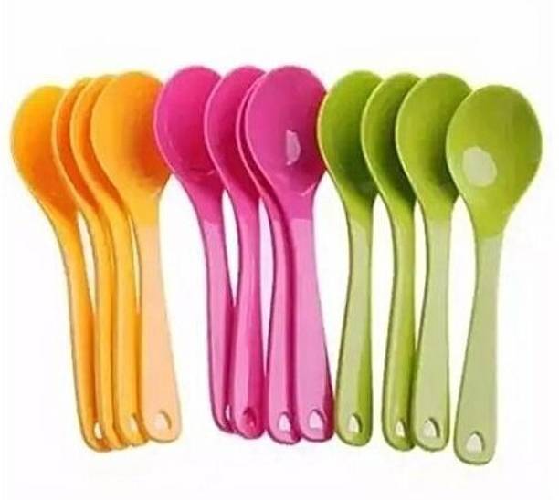 CRAZYGOL Plastic Premium Quality Multicolour Spoon Plastic Tea Spoon, Table Spoon, Sugar Spoon, Cream Spoon, Coffee Spoon Set