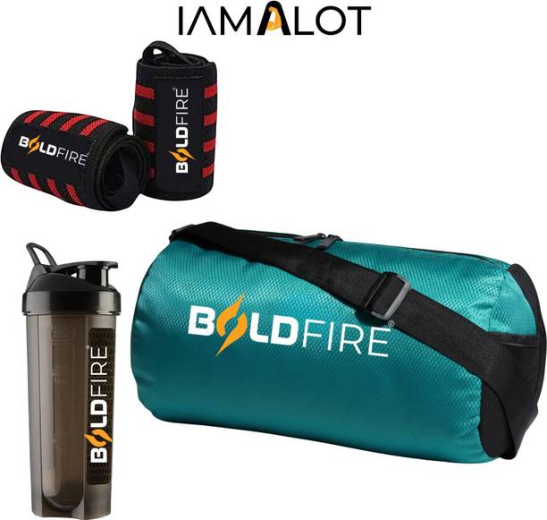 iamalot Gym Sports Bag Combo with 700ml Shaker Bottle & Wrist Support Wraps