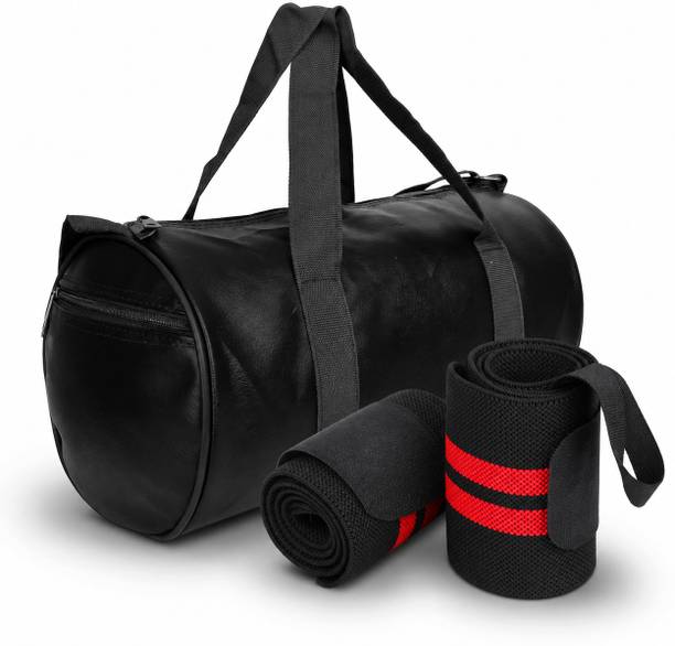 23 L Gym Duffel Bag - Combo Pack Of Gym Bag & Wrist Band, Shoulder Gym Bags, Travel Bags - Black, Red