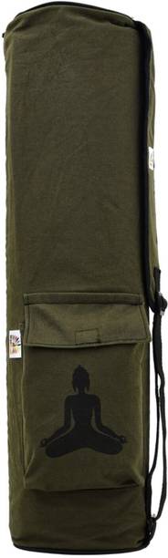 WishKraft Yoga Mat Carry Bag, Olive Green Color, Full Zip, Multi Pockets, Shoulder Strap