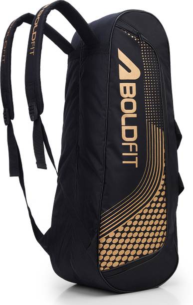 BOLDFIT Court Haul Badminton Kit Bag Double zipper with Backstrap Black