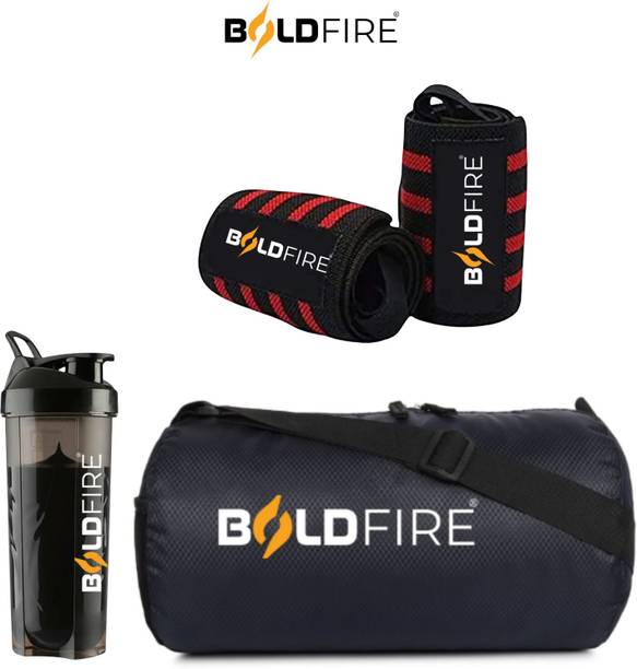 BoldFire Fitness ComboWrist Band With Gym Bag & 700ML Gym Shaker with Whisk Ball(PACKOF3)