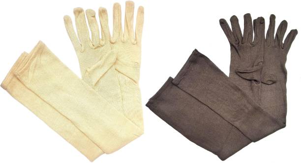 KETKAR Cotton Pollution and Sunburn Sunlight Protection Full Hand Gloves Driving Gloves