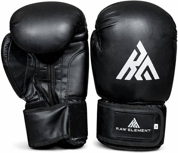 Raw Element Boxing Gloves, MMA, Muay Thai Thumb Support, Wrist Wrap & Grip Bar Unisex- 14oz Boxing Gloves