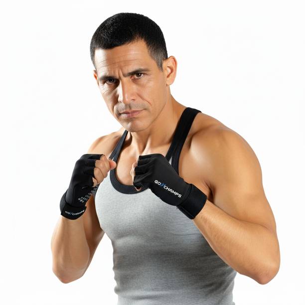 GoChamps Multi Sports Gloves with Wrist Support Anti Slip, Lightweigh, Fingerless Design Gym & Fitness Gloves