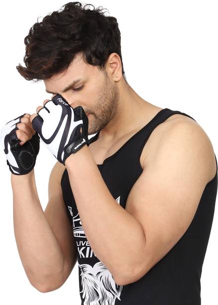 BURNLAB Gym Gloves Pro (Black & White Large) Gym & Fitness Gloves