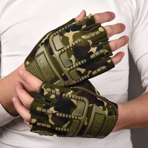 AutoKraftZ Half Finger Non-Slip Stylish Motorcycle Outdoor Gloves | Durable & Breathable Cycling Gloves