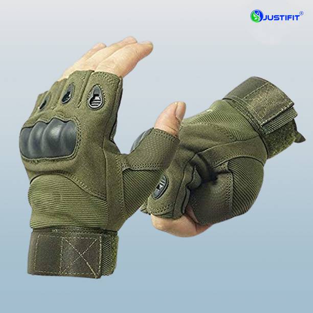 जस्टीफिट Half Finger Gloves Military Army Shooting Climbing Cycling Riding Grip जिम और फिटनेस दस्ताने
