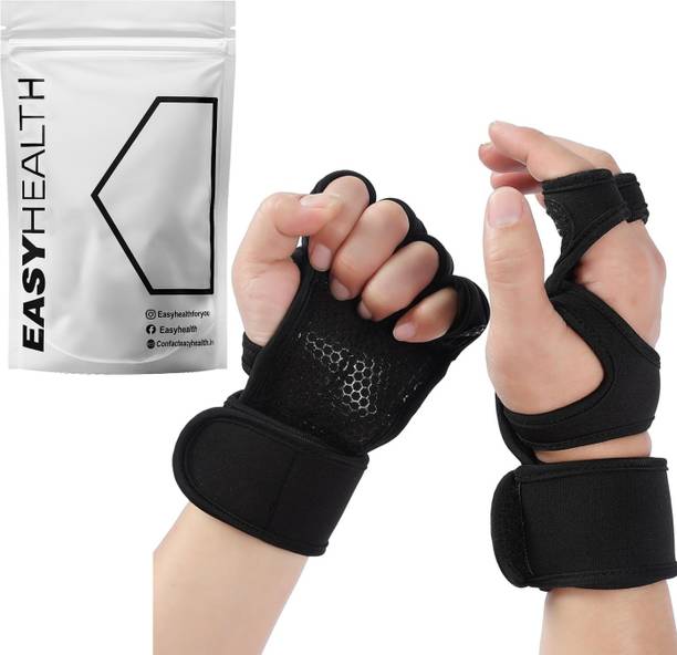 EasyHealth Gym Gloves For Men workout with wrist support And Anti Slip Silicone Gym & Fitness Gloves