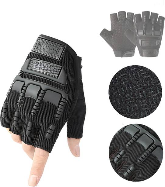 AutoKraftZ Half Finger Non-Slip Stylish Motorcycle Gloves | Durable & Breathable Cycling Gloves
