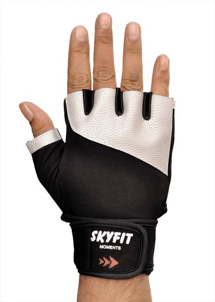 VELLY FIVE Super comfortable Lycra And Leather Padded Gym Sports Gloves Gym & Fitness Gloves
