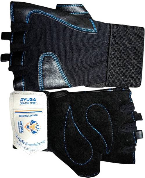 RYUGA Genuine Leather Gym Gloves with Integrated Wrist Support for Weightlifting, Gym & Fitness Gloves