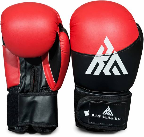 Raw Element Boxing Gloves, MMA, Muay Thai Thumb Support, Wrist Wrap & Grip Bar Unisex- 12oz Boxing Gloves