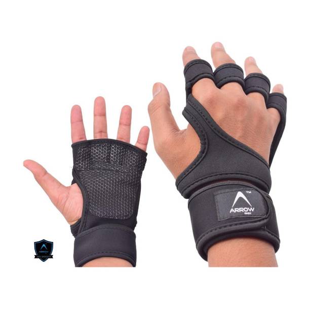 ArrowMax Non-Slip Palm Silicone with wrist support weight lifting Gym & Fitness Gloves