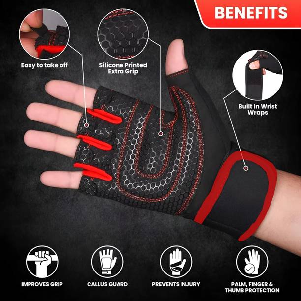 Xfinity Fitness Mens Gym Gloves with 12 inch Wrist Support and Anti Slip Gym & Fitness Gloves