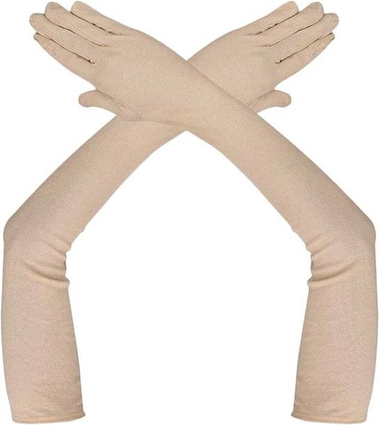 URMILA TRADERS Beige Full Sleeve Glove UV Protection Cooling Arm Sleeves For Women(W Gym & Fitness Gloves