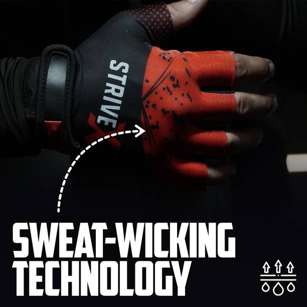 Strivex Fitness Mens Gym Gloves with half Wrist Support and Anti Slip Gloves Gym & Fitness Gloves