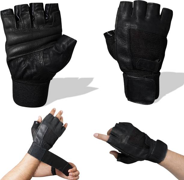 Manogyam Basic Leather with Inbuilt Wrist Support Cycling Gloves Cycling Gloves